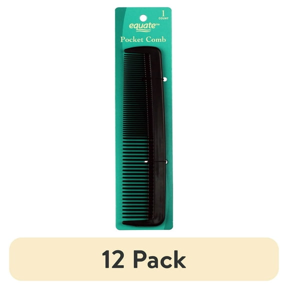 (12 pack) Equate Pocket Comb for Everyday Use on Short Hair, Black, 1 Count