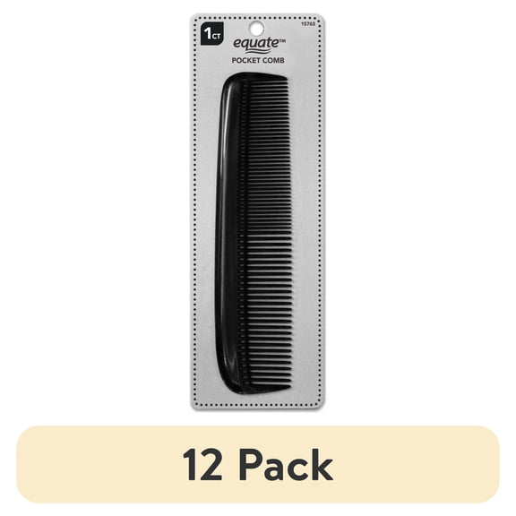 (12 pack) Equate Pocket Comb for Everyday Use on Short Hair, Black, 1 Count