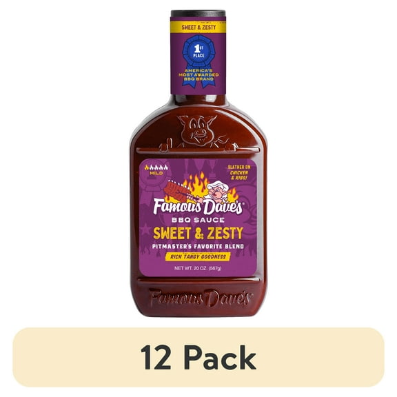 (12 pack) Famous Dave's Sweet & Zesty BBQ Sauce, 20 oz