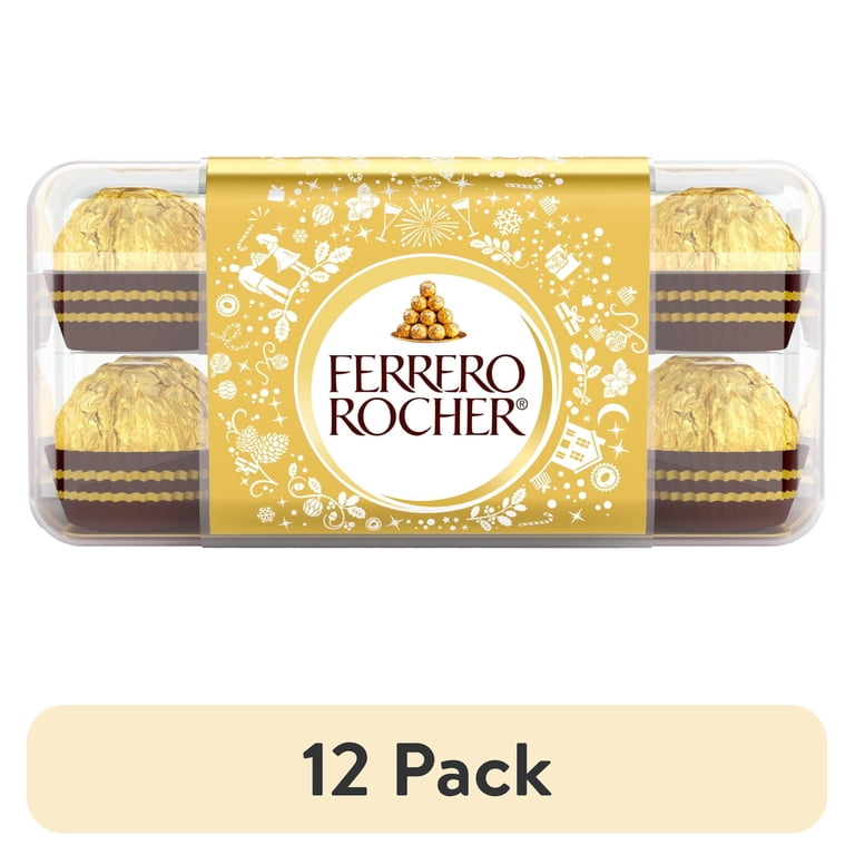 12 pack) Ferrero Rocher, 16 Count, Premium Gourmet Milk Chocolate
