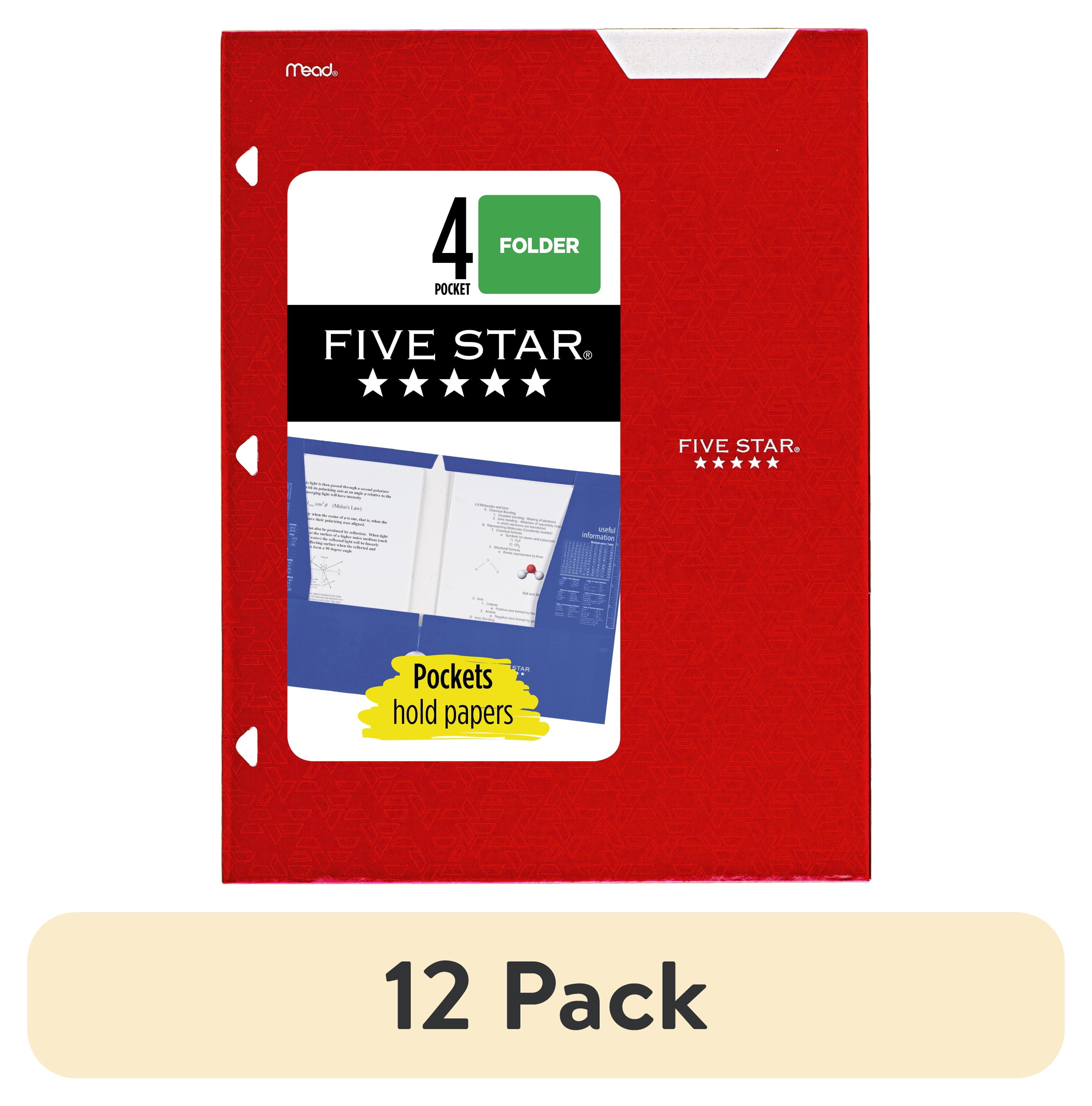 (12 pack) Five Star 4-Pocket Paper Folder, Fire Red (331060B-WMT22)