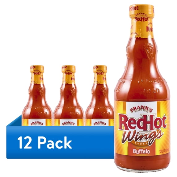 (12 pack) Frank's RedHot Kosher Buffalo Wings Hot Sauce, 12.0 fl oz Bottle