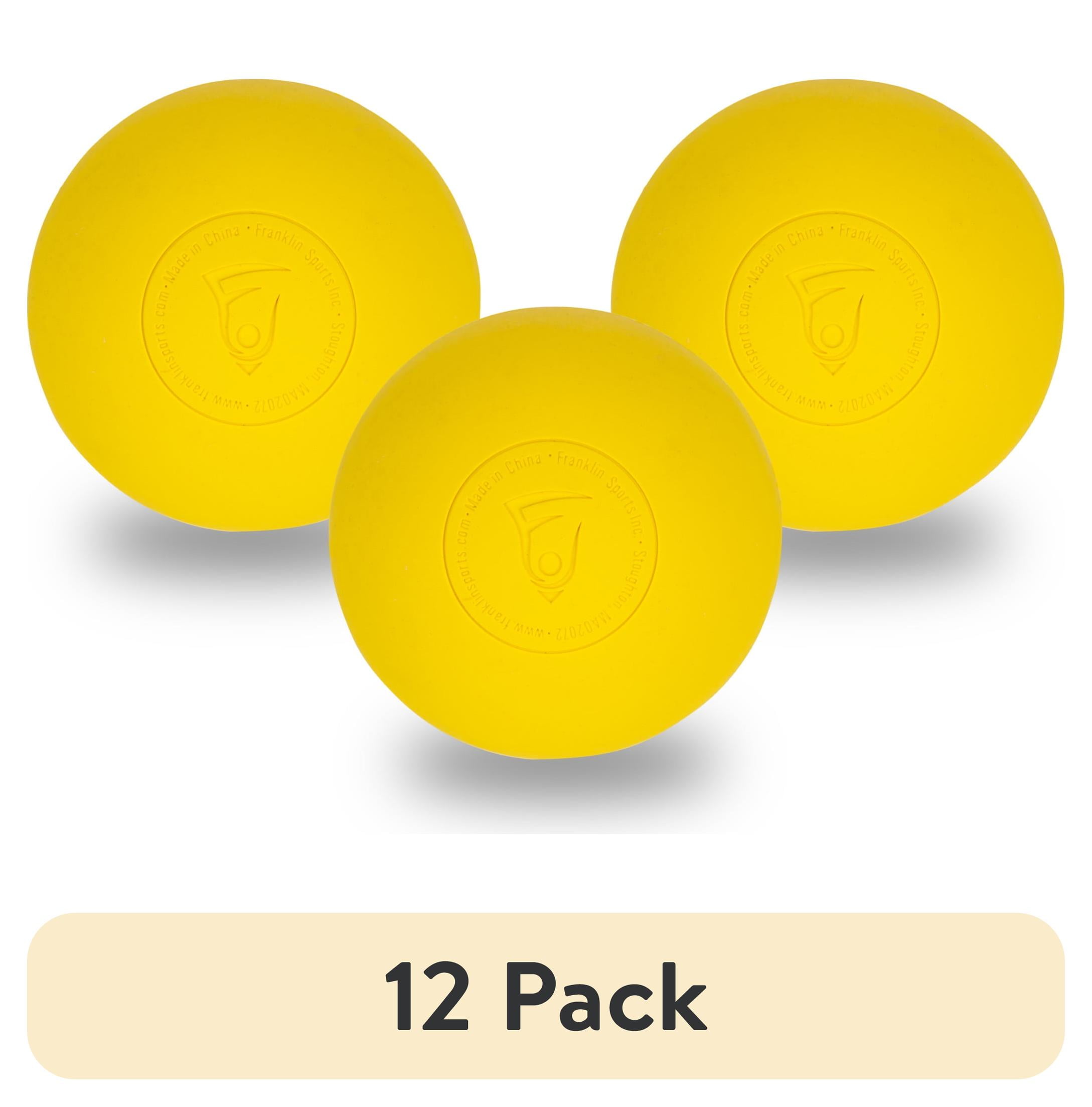 (12 pack) Franklin Sports Lacrosse Balls - Official Size Lax Balls for Practice - Rubber 63mm Outdoor Lacrosse Balls - Great for Muscle Massage Therapy + Yoga - Yellow 3 Pack