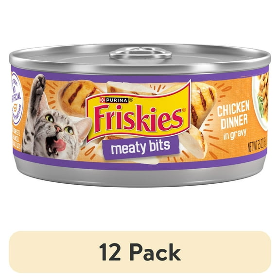 (12 pack) Friskies Gravy, Meaty Bits Chicken Dinner, Wet Cat Food, 5.5 oz. Can