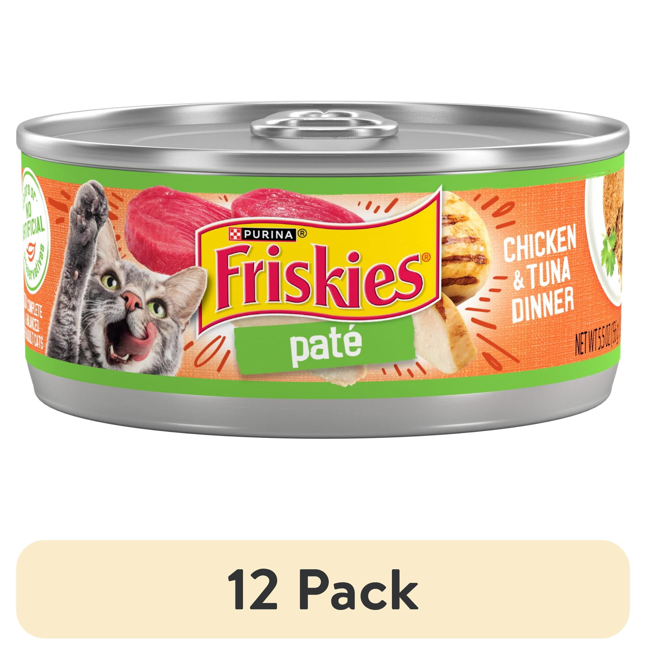 (12 pack) Purina Friskies Pate, Chicken & Tuna Dinner, Wet Cat Food, 5.5 oz Can, 24 Pack