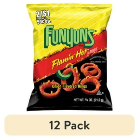 (12 pack) Funyuns Flamin' Hot Onion Flavored Rings Snack Chips, 0.75 Ounce Bag