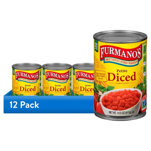 (12 pack) Furmano's Petite Diced Tomatoes, 14.5oz, Can