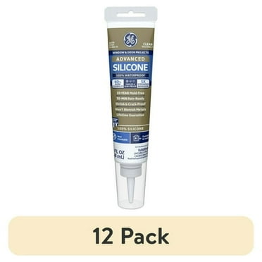 (12 pack) GE Advanced Silicone Window & Door Sealant, Pack of 1, Clear 2.8 fl oz Tube