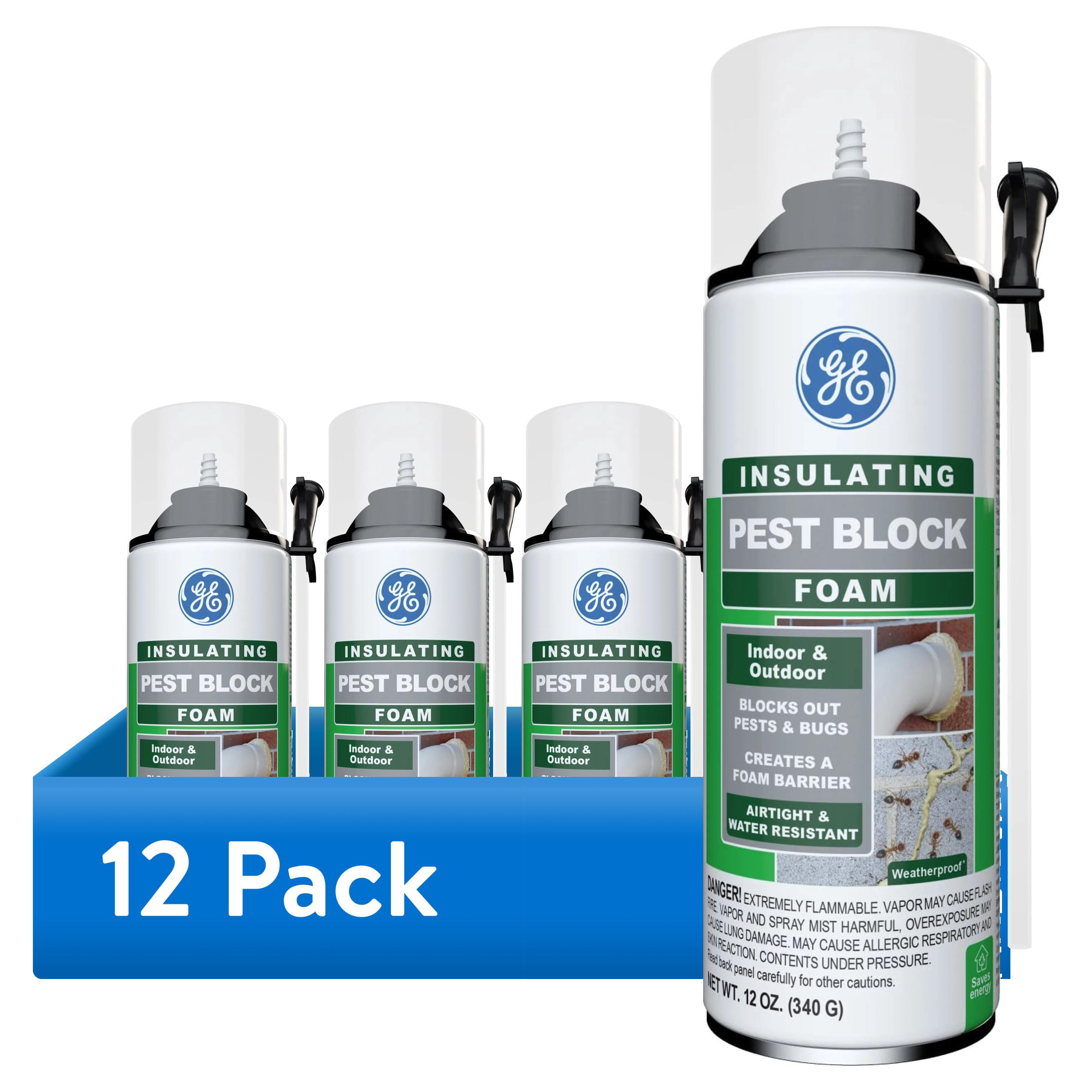 (12 pack) GE Pest Block Insulating Foam, Pack of 1, White 12 oz Can