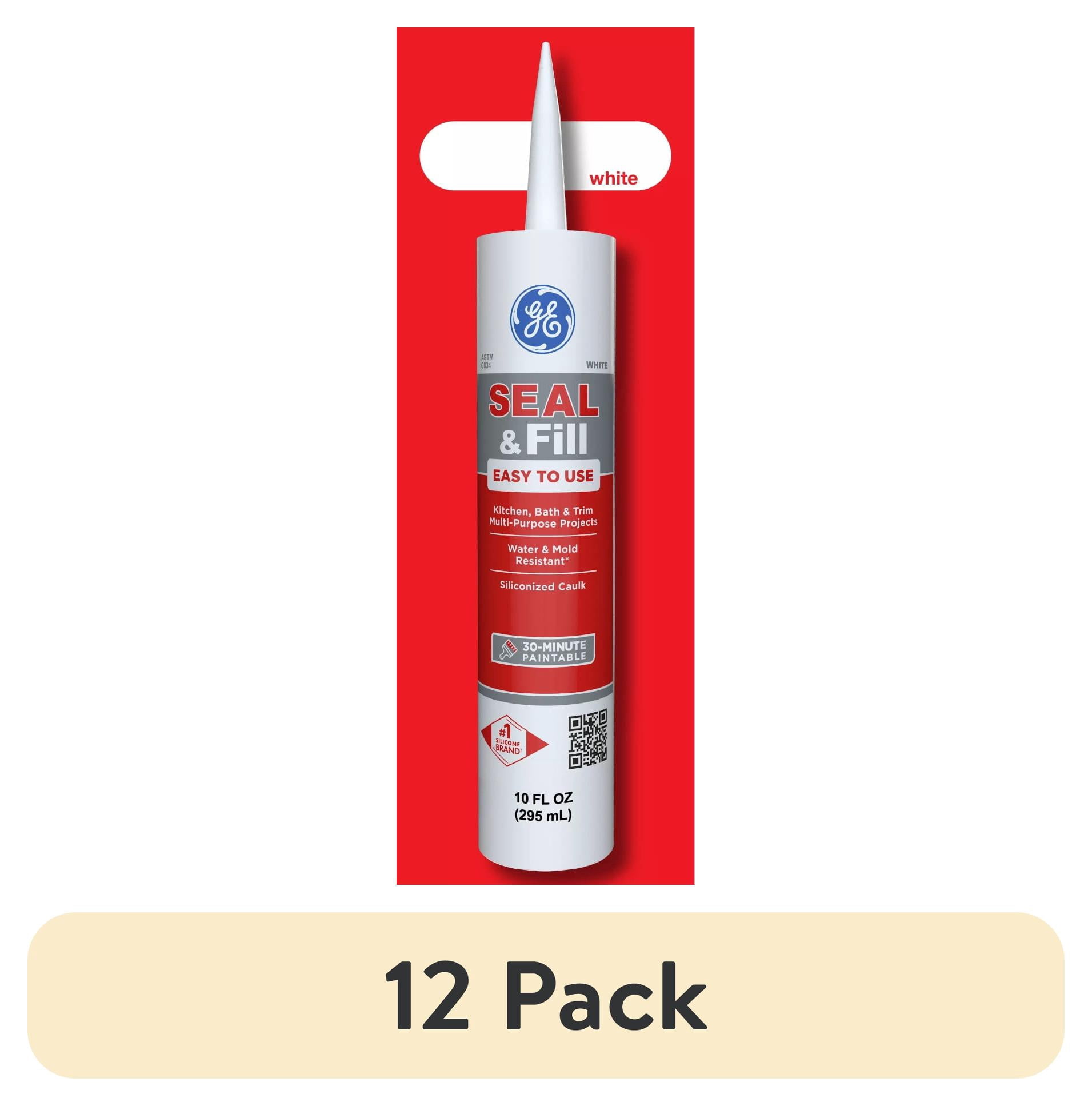 (12 pack) GE Seal And Fill Multipurpose Kitchen & Bath, Pack of 1, White 10 fl oz Cartridge