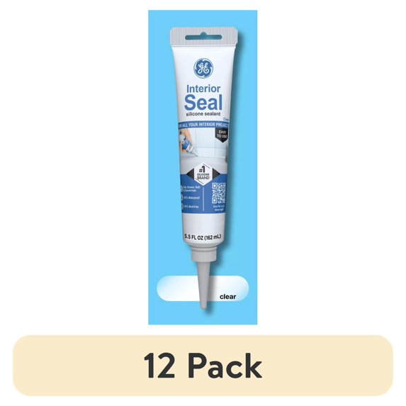 (12 pack) GE Interior Seal Kitchen & Bath, Pack of 1, Clear 2.8 oz Tube