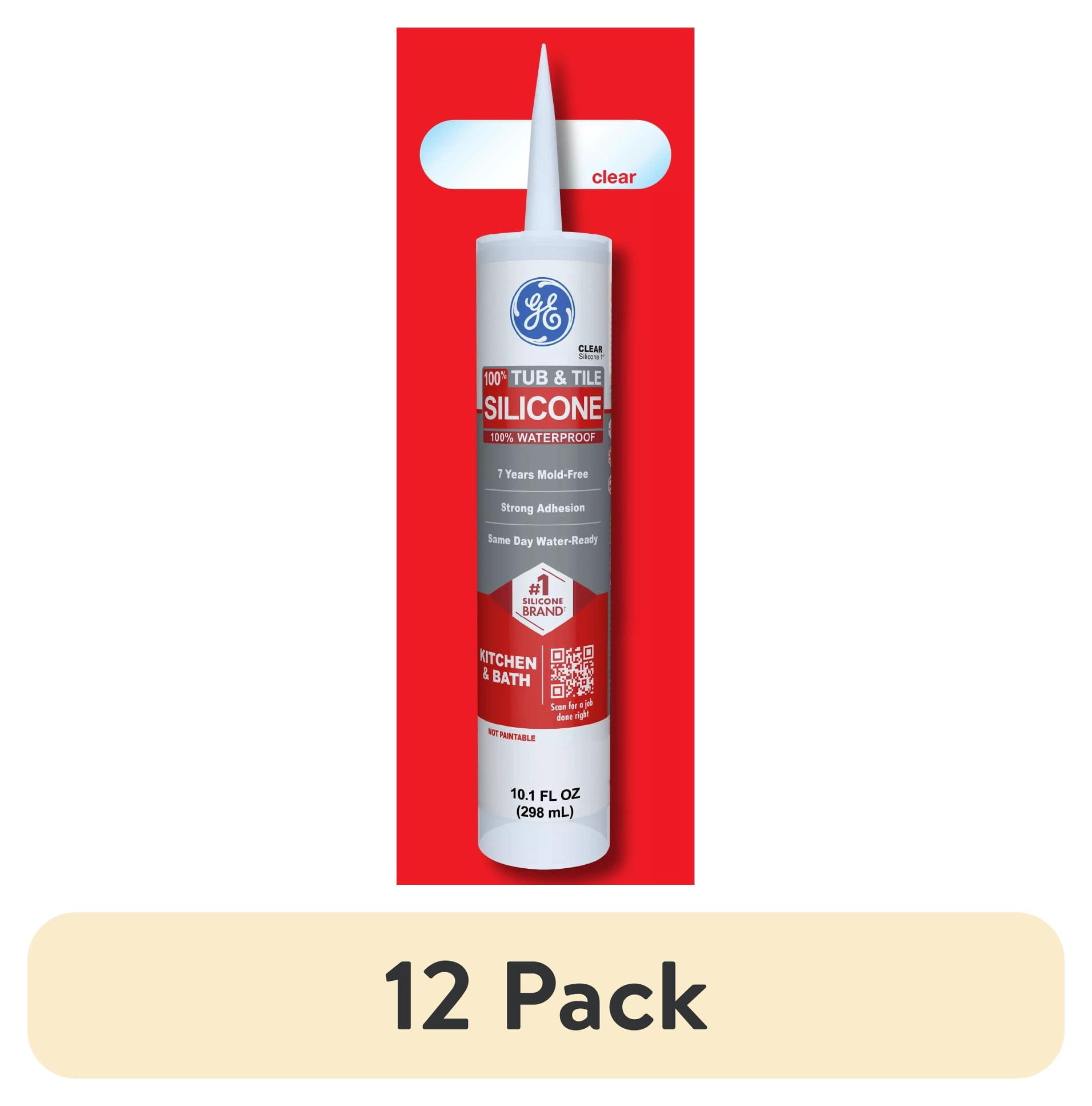 (12 pack) GE Silicone 1 Tub & Tile, Pack of 1, Clear 10.1 fl oz Cartridge