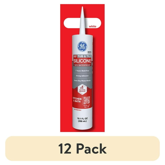 (12 pack) GE Silicone 1 Tub & Tile, Pack of 1, White 10.1 fl oz Cartridge