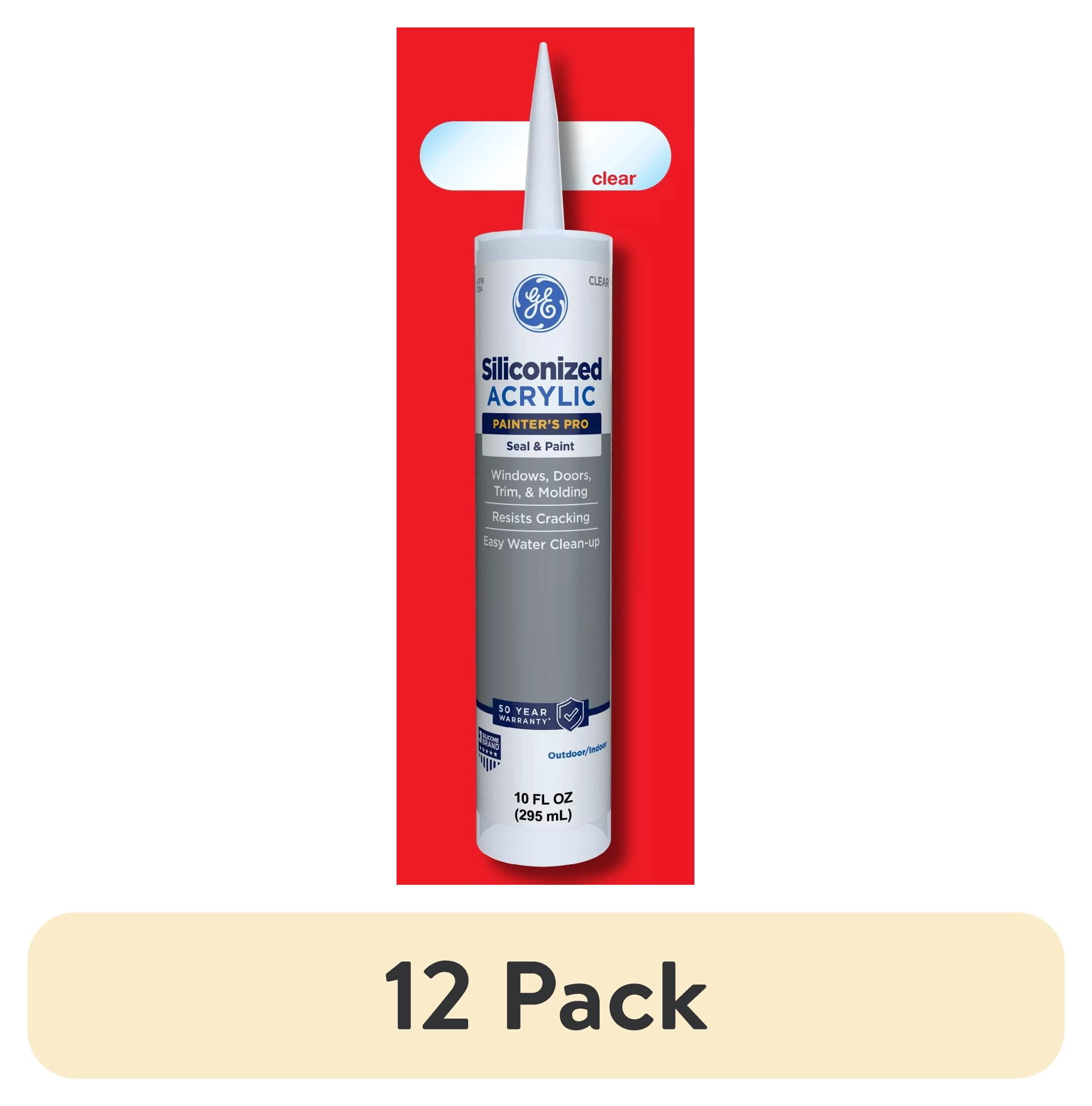 (12 pack) GE Siliconized Acrylic Painters Pro Sealant Seal & Paint, Pack of 1, Clear 10 fl oz Cartridge