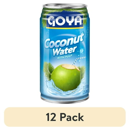 (12 pack) GOYA Coconut Water with Pulp, 11.8 fl oz Can, Tropical Beverage