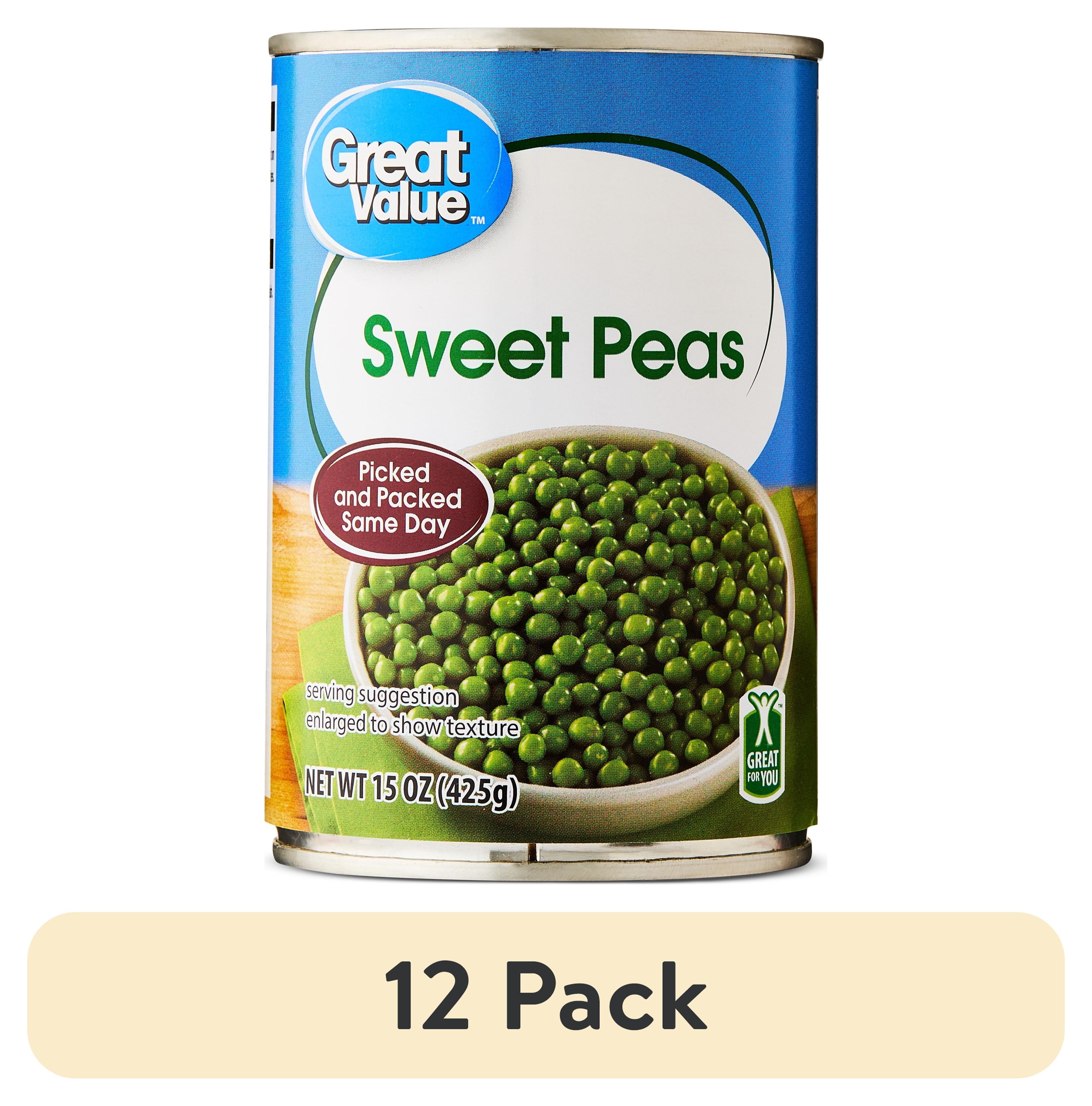 (12 pack) Great Value Sweet Peas, 15 oz Can