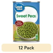 (12 pack) Great Value Sweet Peas, 15 oz Can