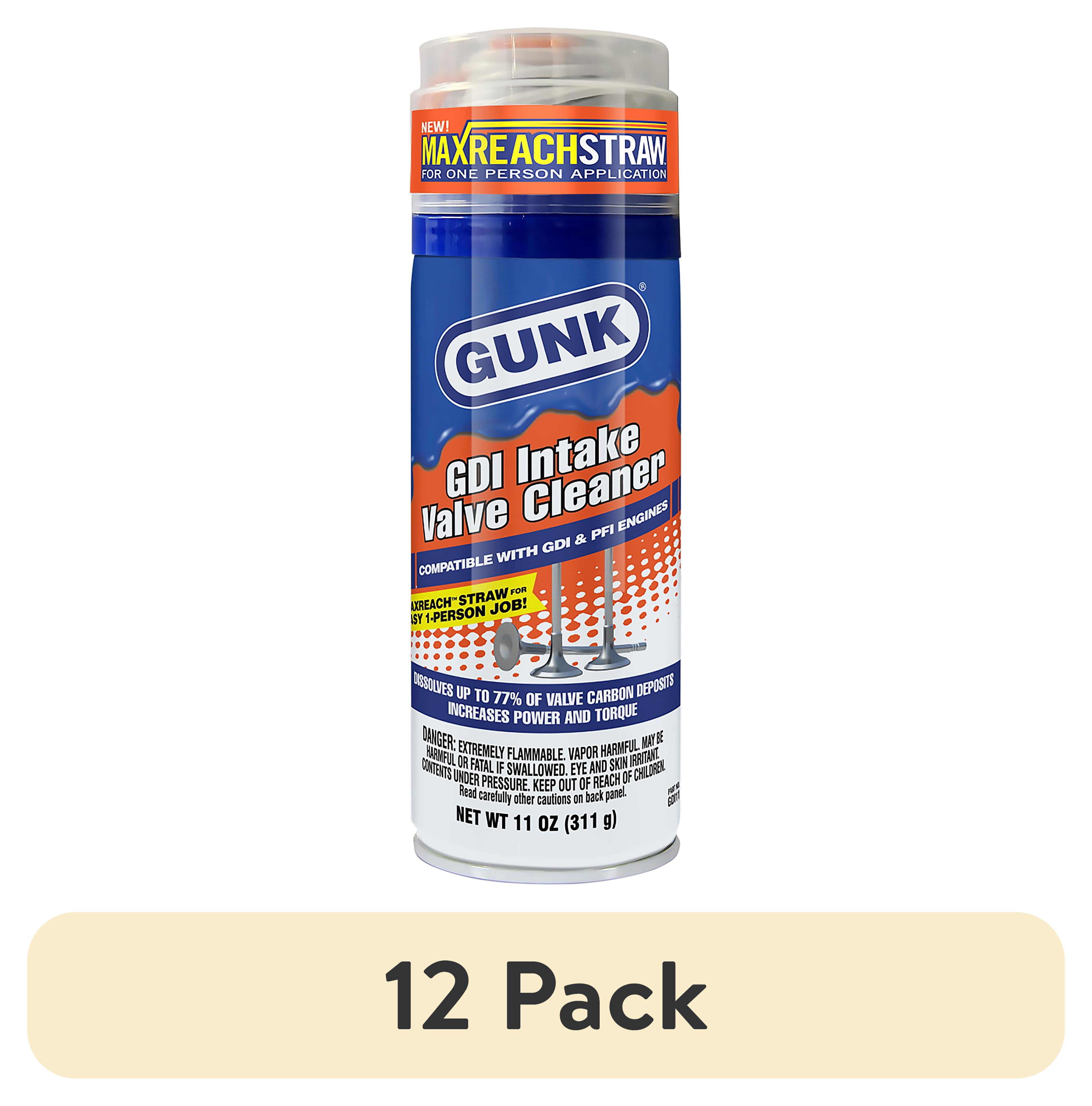 (12 pack) GUNK GDI Intake Valve & Carbon Deposit Cleaner with 10 ft MaxReach Straw, 11 oz — One-Person Application, PEA Formula for Turbo, GDI & PFI Engines, Cars, SUVs & Trucks