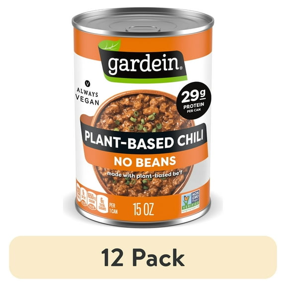 (12 pack) Gardein Plant-Based Chili No Beans, 29g Protein Per Serving, Vegan, 15 oz. Can