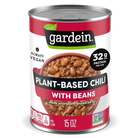 (12 pack) Gardein Plant-Based Chili With Beans, 32g Protein Per Serving, Vegan, 15 oz. Can