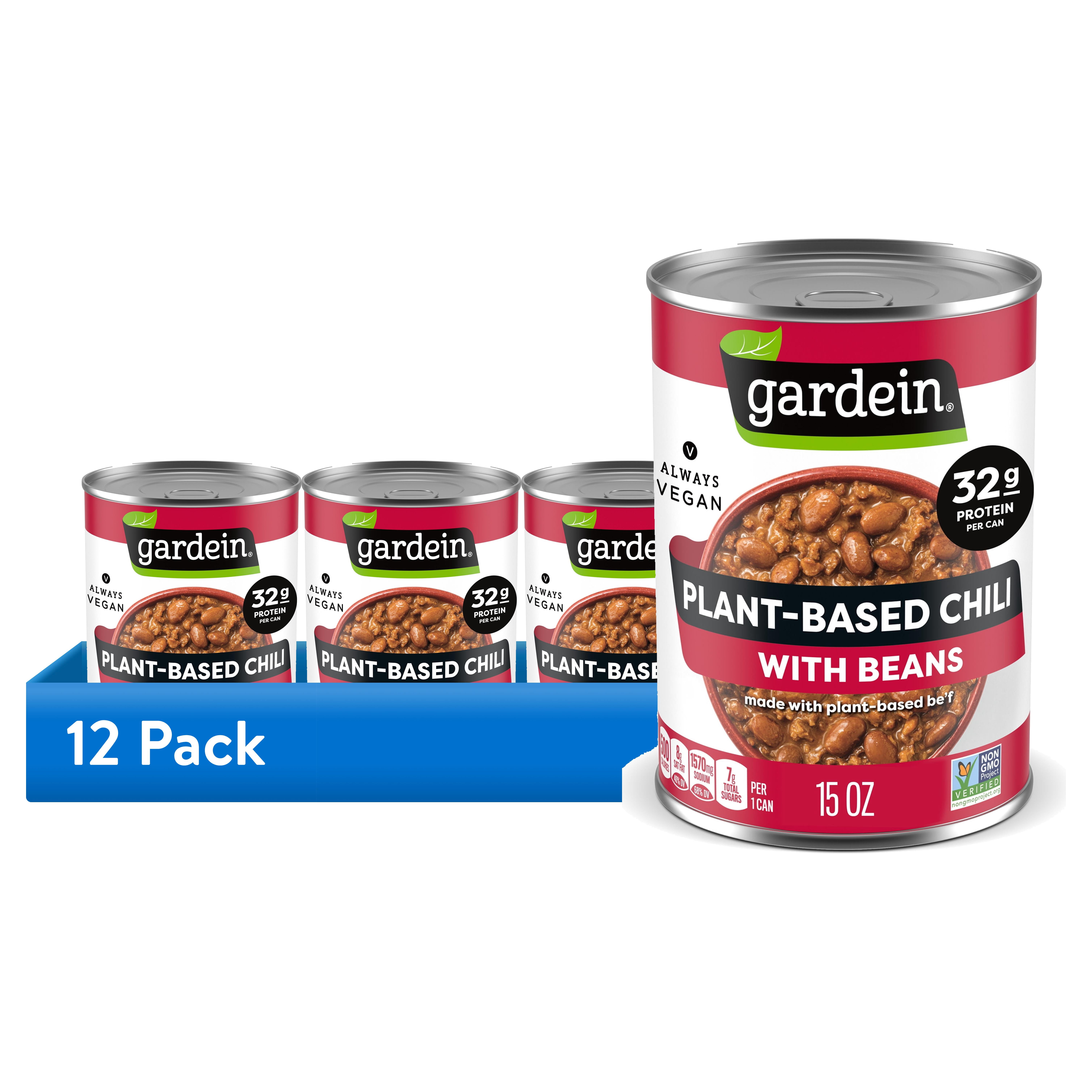 (12 pack) Gardein Plant-Based Chili With Beans, 32g Protein Per Serving, Vegan, 15 oz. Can