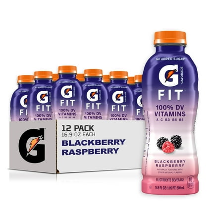 (12 pack) Gatorade Fit Electrolyte Beverage, Blackberry Raspberry, 16.9 oz Bottle