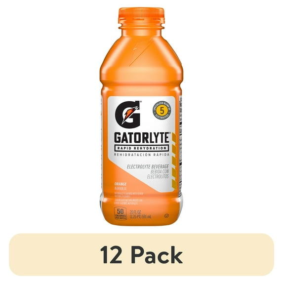 (12 pack) Gatorade Gatorlyte Rapid Rehydration Electrolyte Beverage Orange, 20 fl oz Bottle