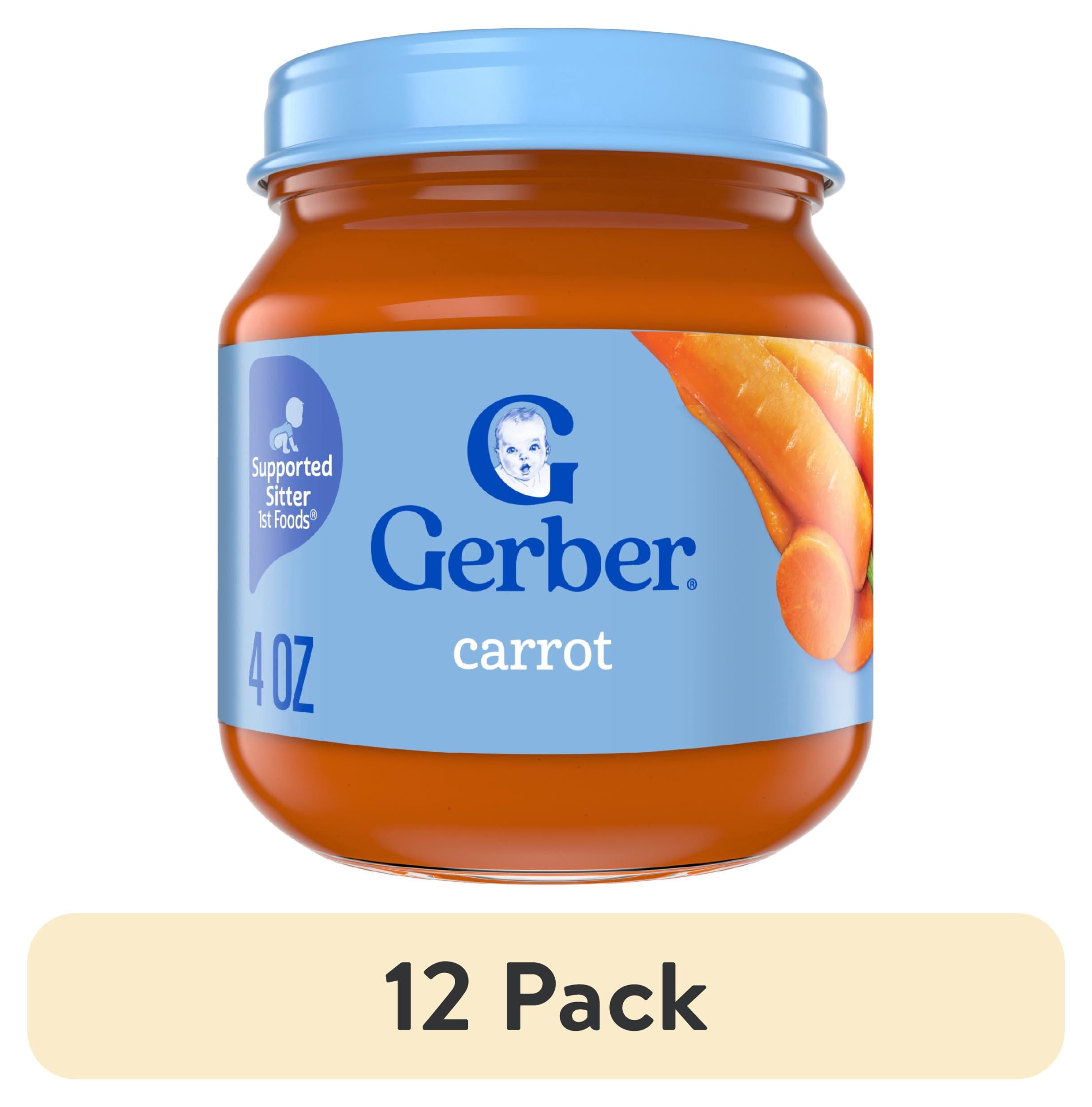 (12 pack) Gerber 1st Foods Natural for Baby Baby Food, Carrot, 4 oz Jar