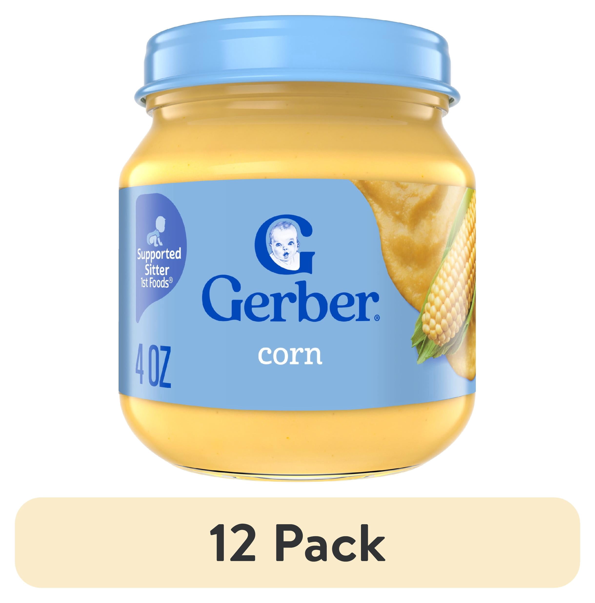 (12 pack) Gerber 1st Foods Natural for Baby Baby Food, Corn, 4 oz Jar
