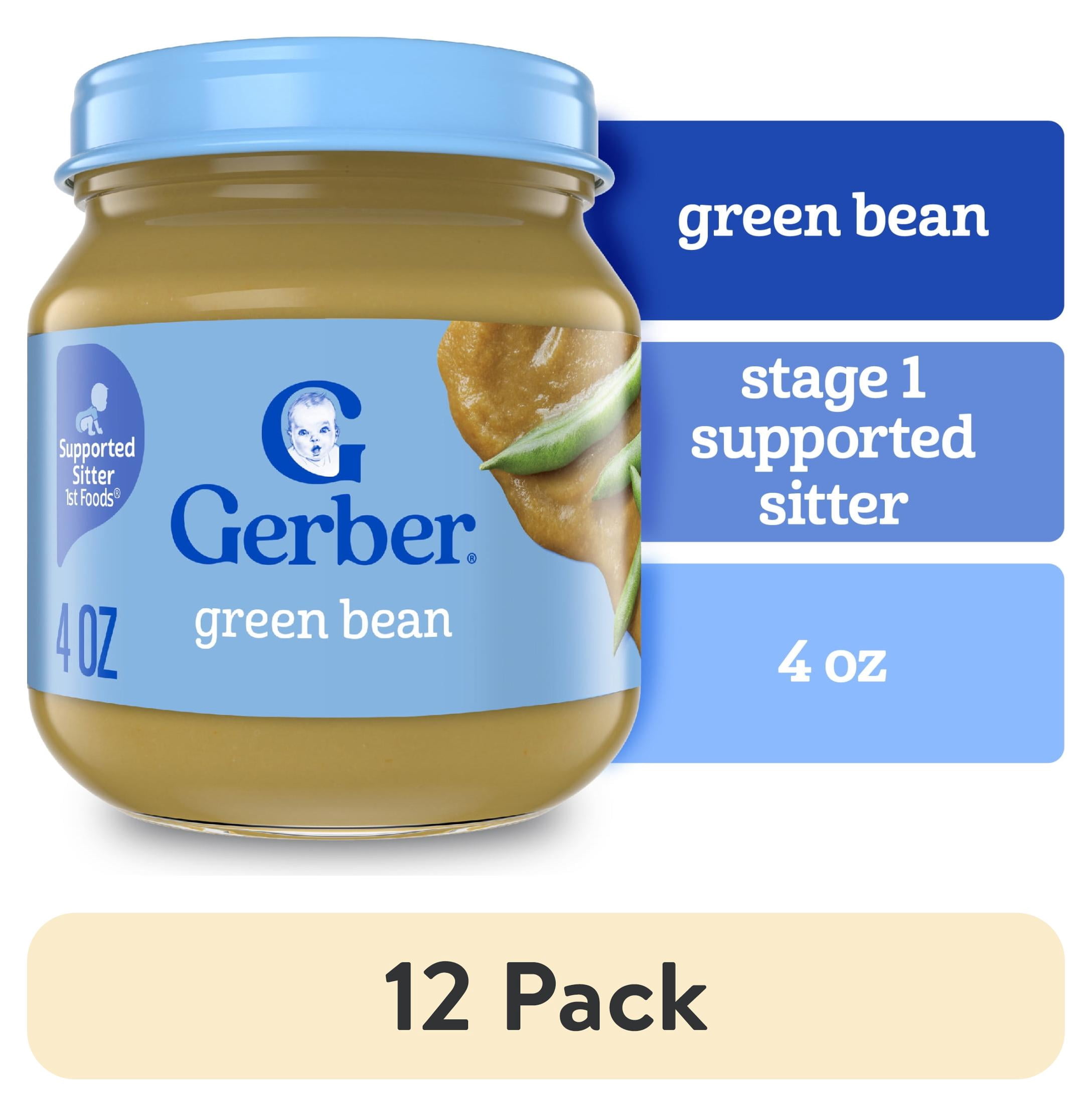 First Bean (12 pack) Gerber 1st Foods Natural for Baby Baby Food, Green Bean, 4 oz ...