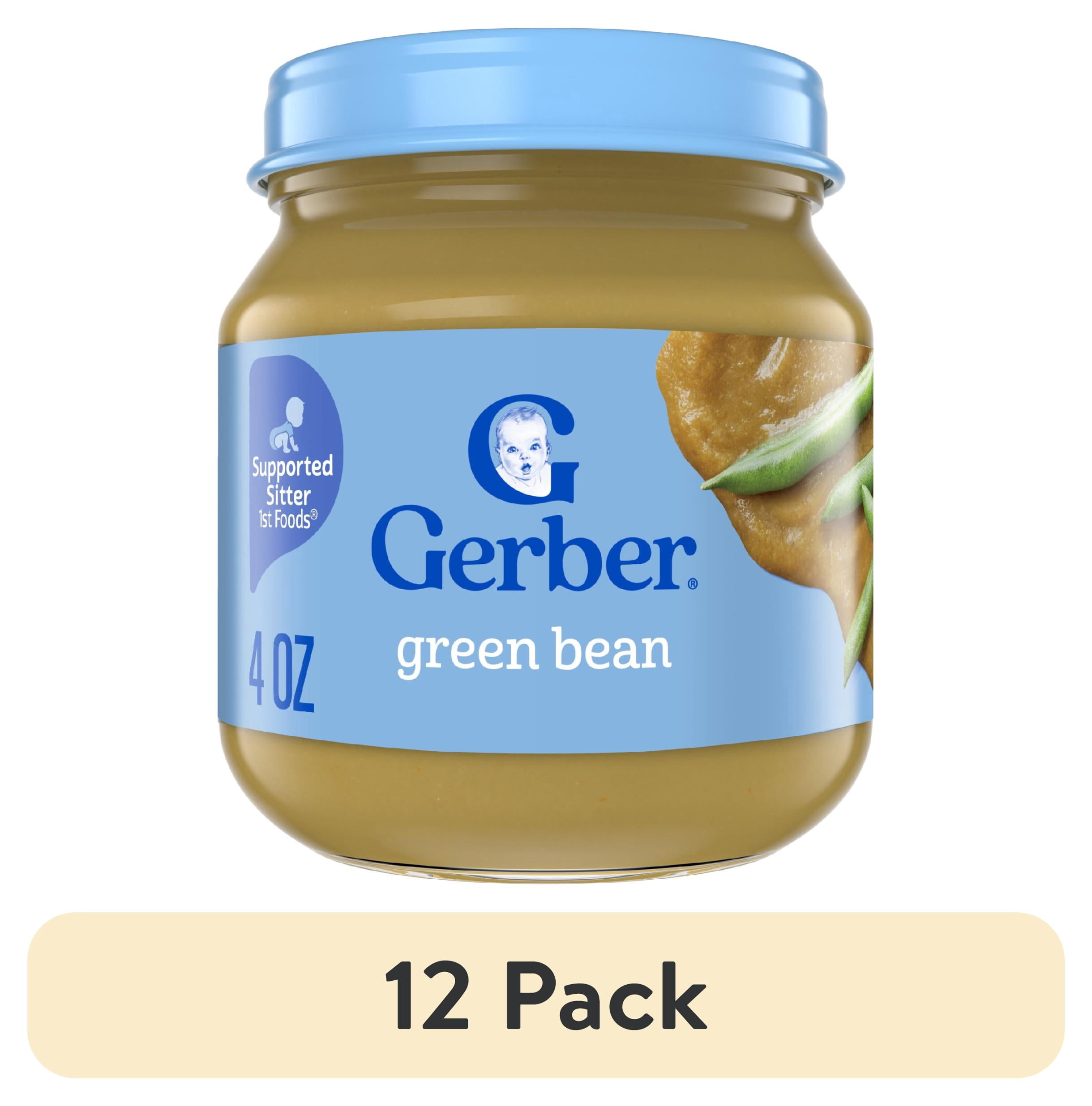 (12 pack) Gerber 1st Foods Natural for Baby Baby Food, Green Bean, 4 oz Jar