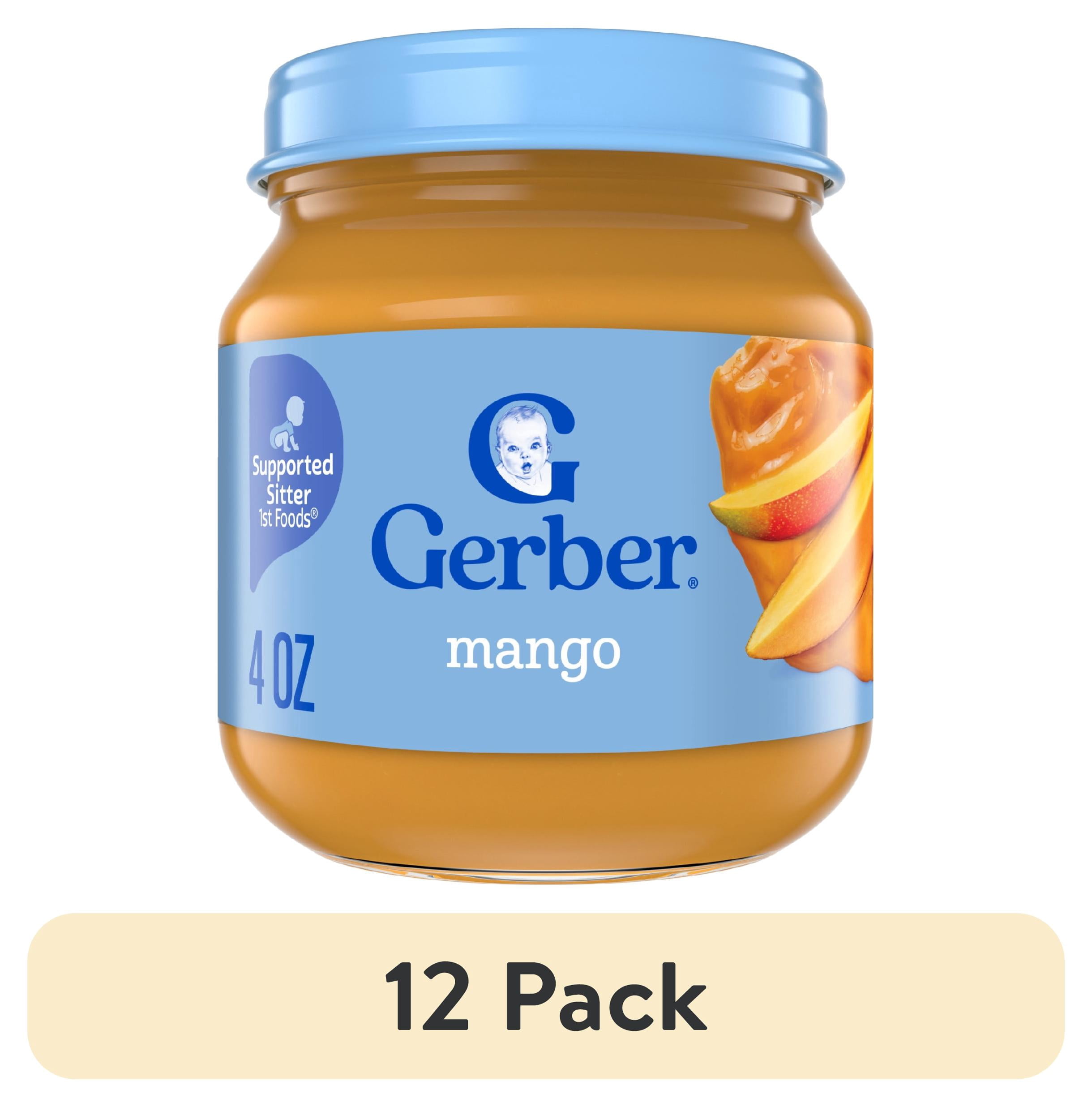 (12 pack) Gerber 1st Foods Natural for Baby Baby Food, Mango, 4 oz Jar