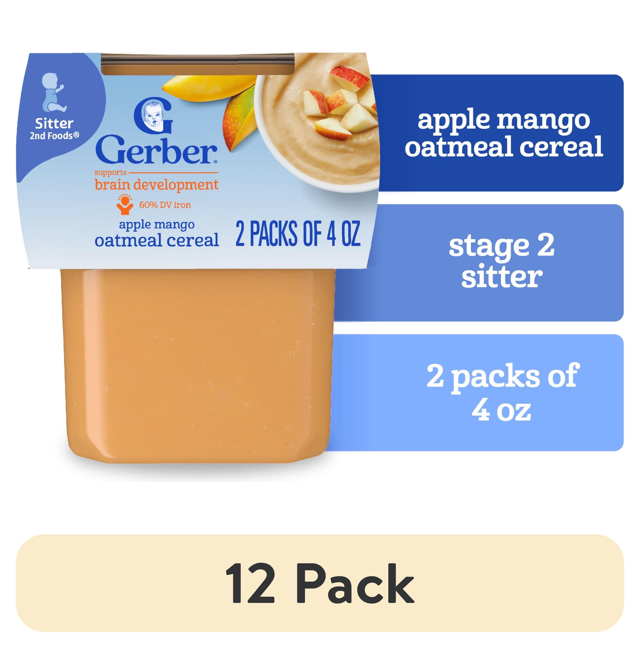 (12 pack) Gerber 2nd Foods Baby Food, Apple Mango with Rice Cereal, 4 oz Tubs (2 Pack)