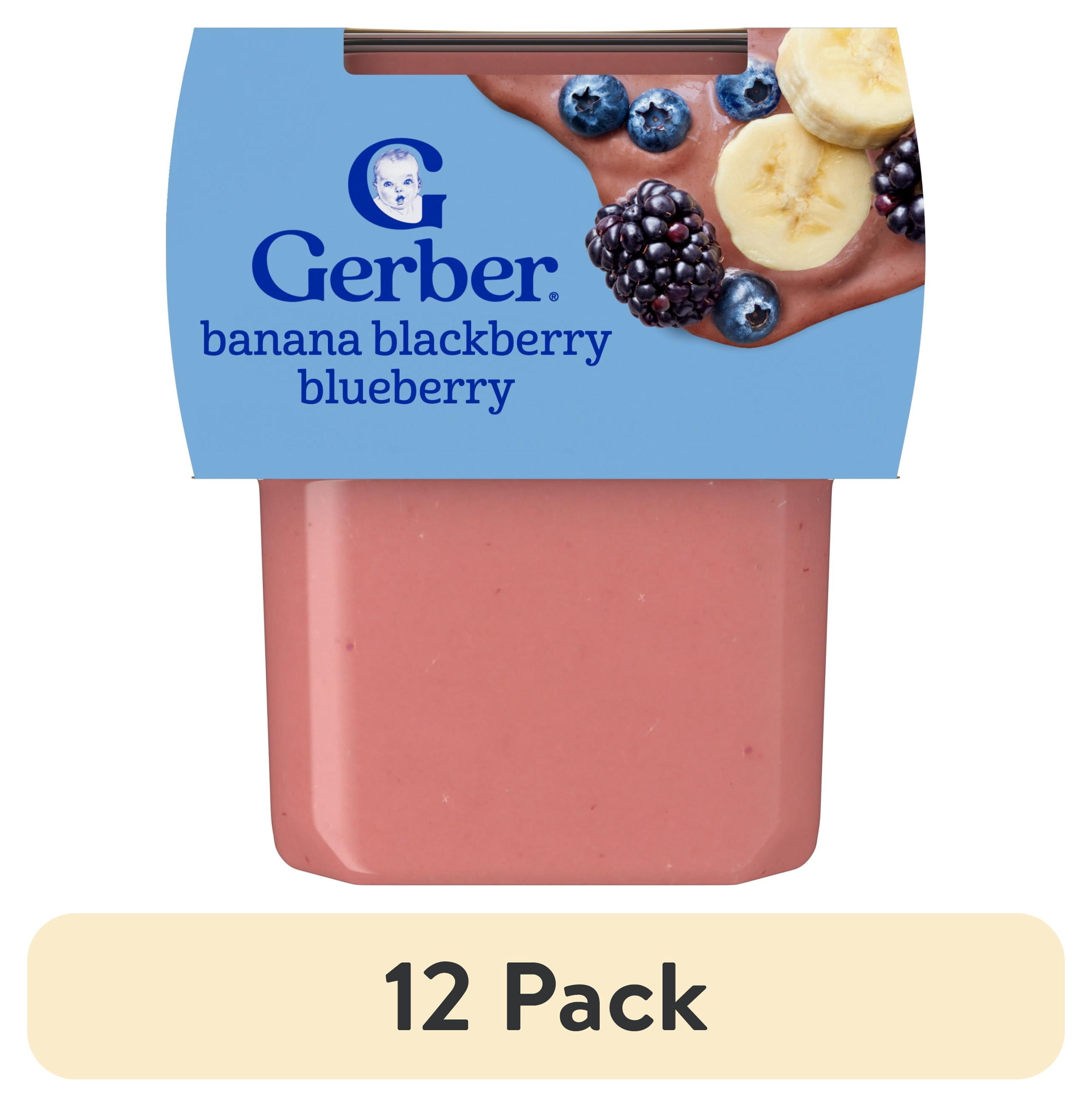 (12 pack) Gerber 2nd Foods Baby Food, Banana Blackberry Blueberry, 4 oz Tubs (2 Pack)