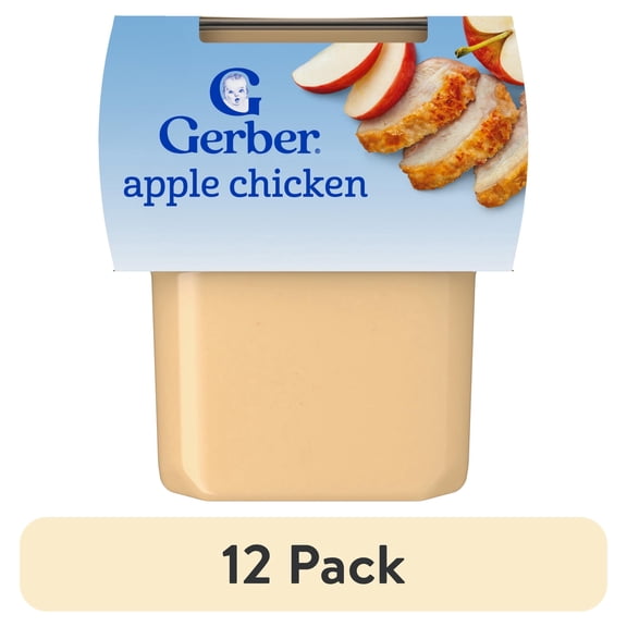 (12 pack) Gerber Stage 2 Baby Food, Apple Chicken Puree Tub, Baby Puree 8 oz