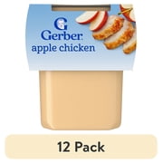 (12 pack) Gerber Stage 2 Baby Food with 10% DV Protein, Apple Chicken Puree Tub, Baby Puree 8 oz