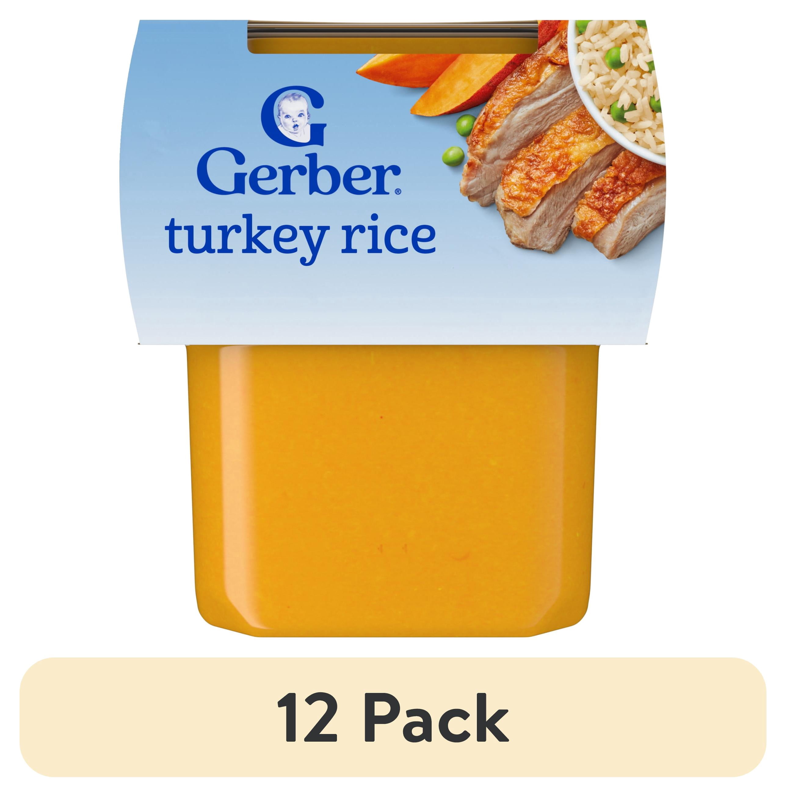 (12 pack) Gerber Stage 2 Baby Food, Turkey Rice Puree Tub, Baby Puree, 2PK 8 oz