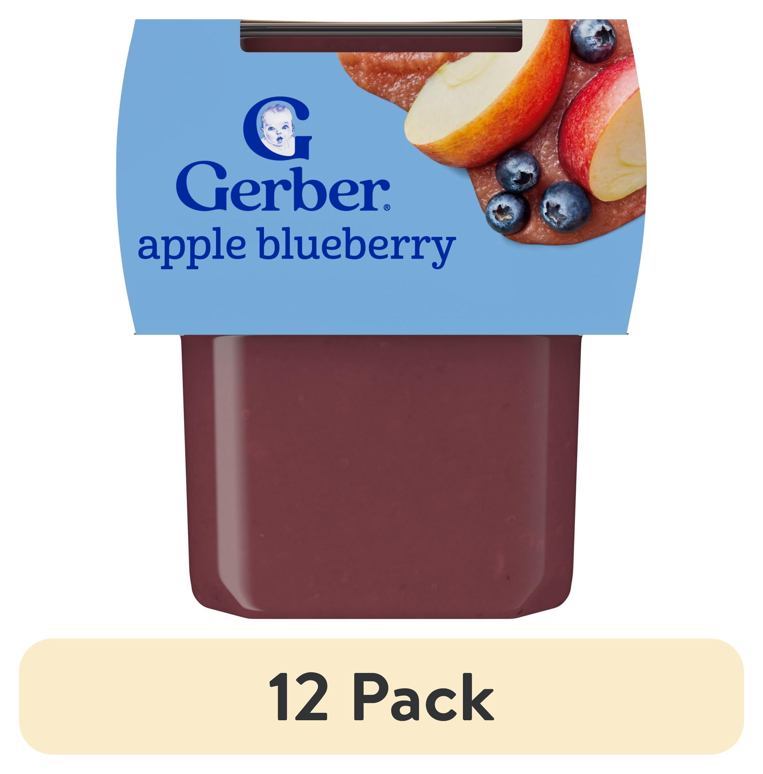 (12 pack) Gerber Stage 2 Baby Food, Apple Blueberry Puree Tub, Baby Puree, 2PK 8 oz