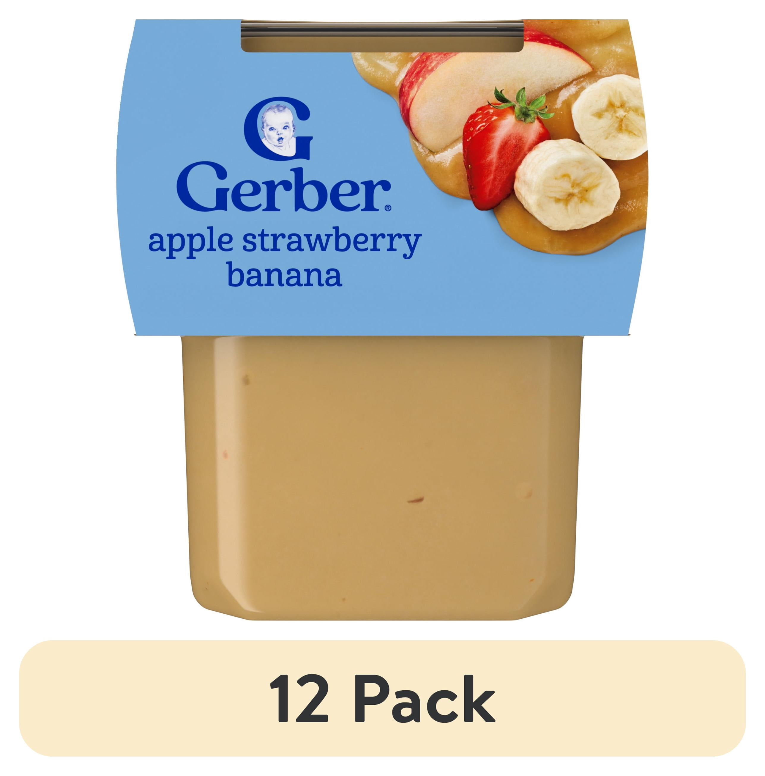 (12 pack) Gerber Stage 2 Baby Food, Apple Strawberry Banana Puree Tubs, Baby Puree, 2PK 8 oz