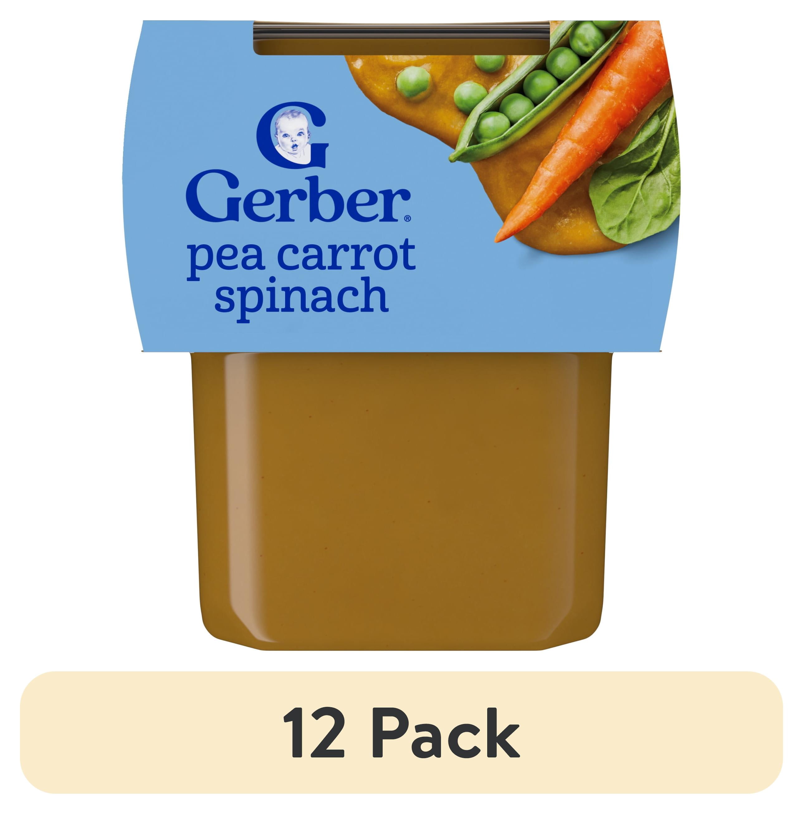 (12 pack) Gerber Kosher Baby Food with Pea Carrot Spinach, 1 Tub