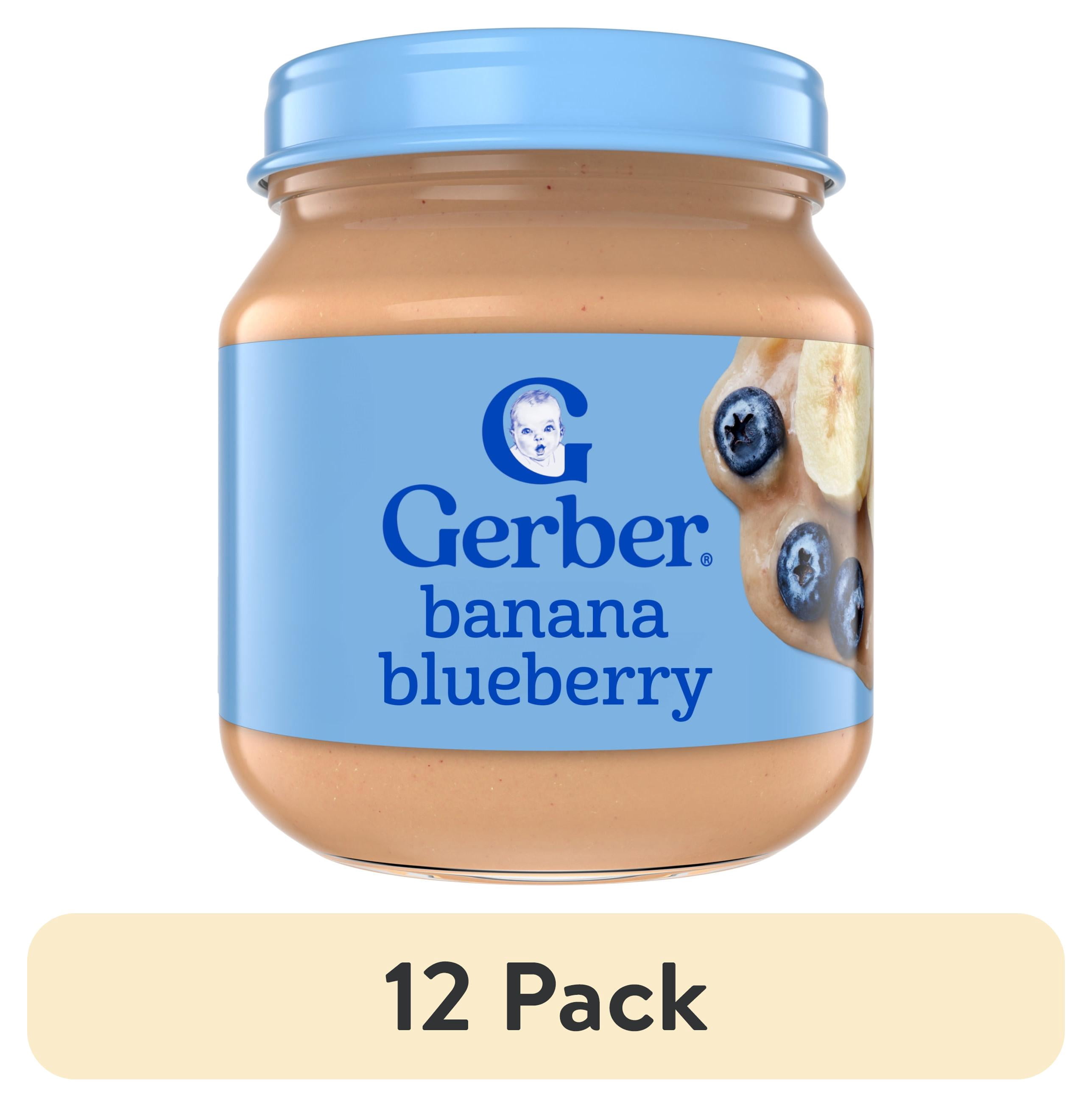 (12 pack) Gerber 2nd Foods Natural for Baby Wonder Foods Baby Food, Banana Blueberry, 4 oz Jar