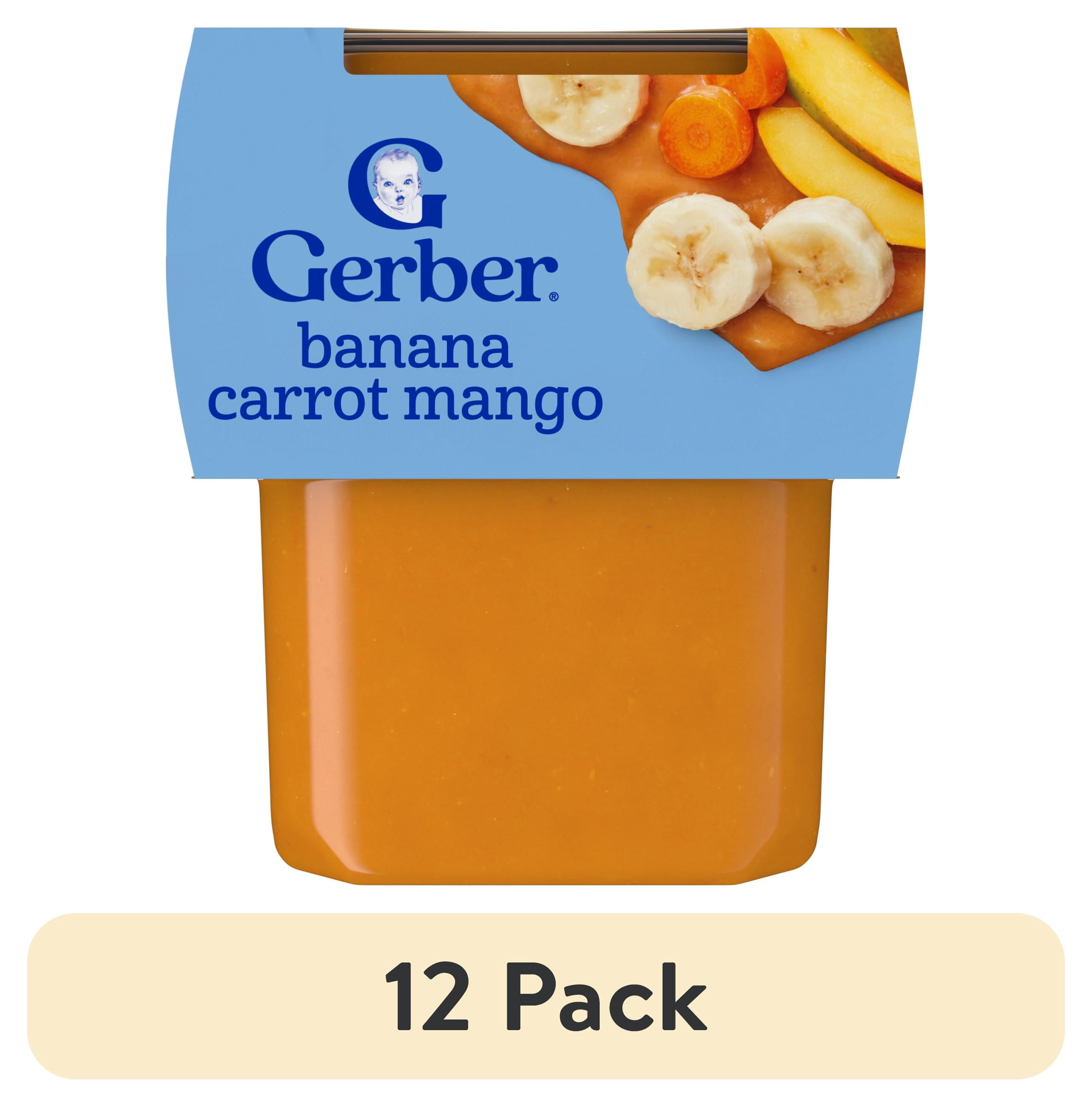 (12 pack) Gerber Stage 2 Baby Food, Banana Carrot Mango Puree Tubs, Baby Puree, 2PK 8 oz