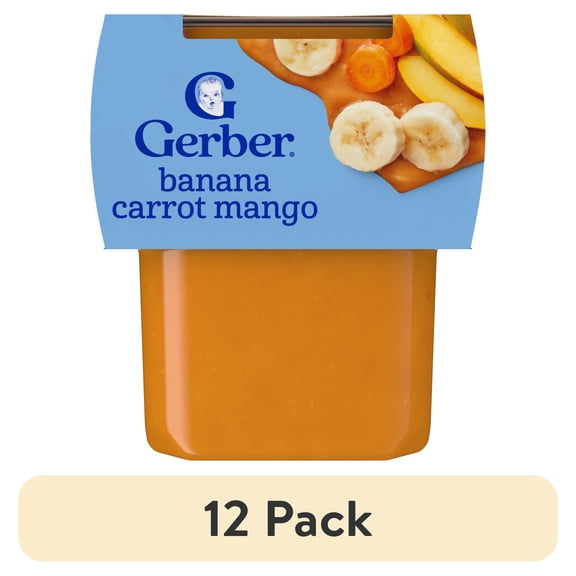 (12 pack) Gerber Stage 2 Baby Food, Banana Carrot Mango Puree Tubs, Baby Puree, 2PK 8 oz