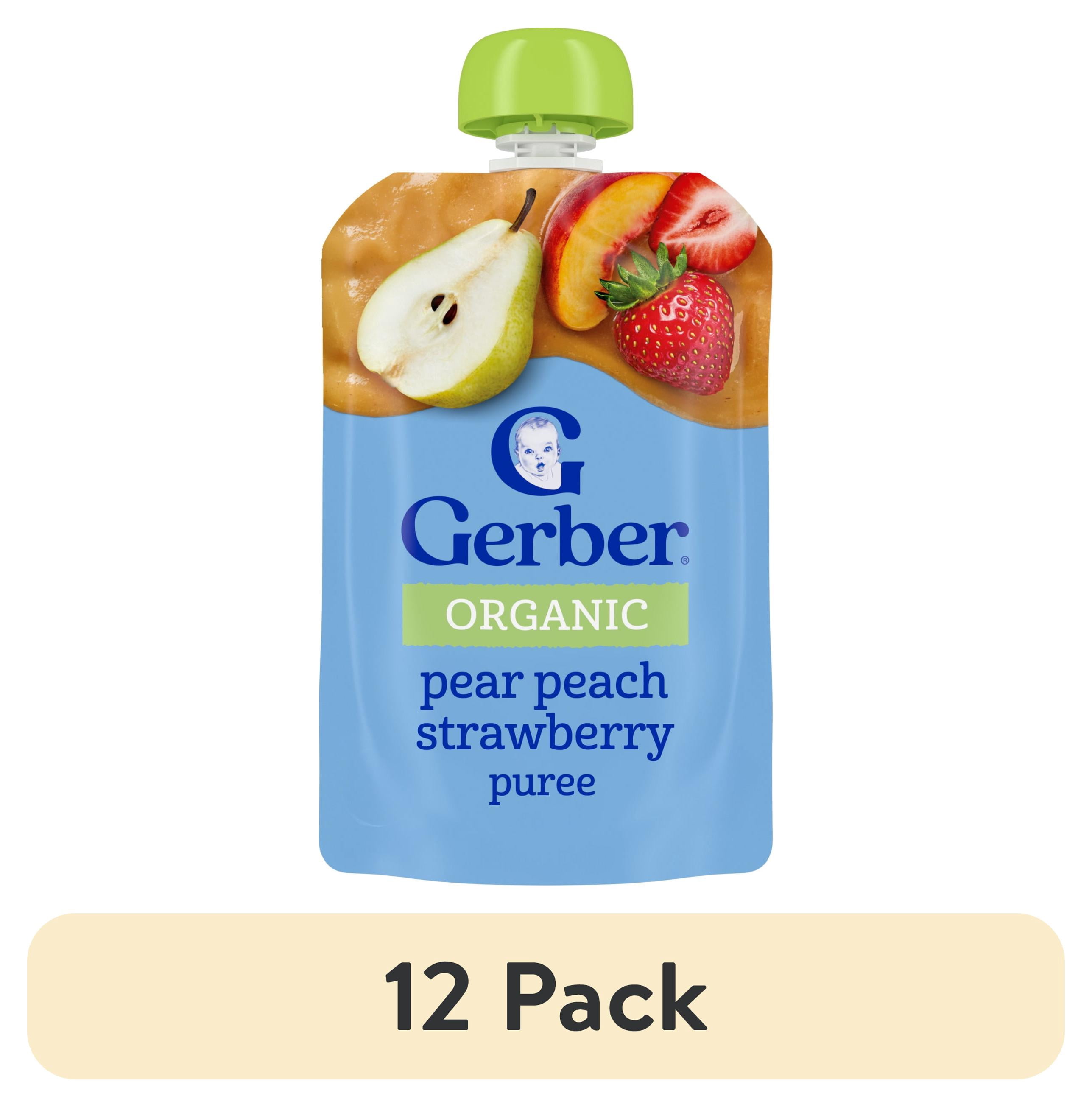 (12 pack) Gerber 2nd Foods, Organic Pear Peach Strawberry, 3.5 oz Pouch