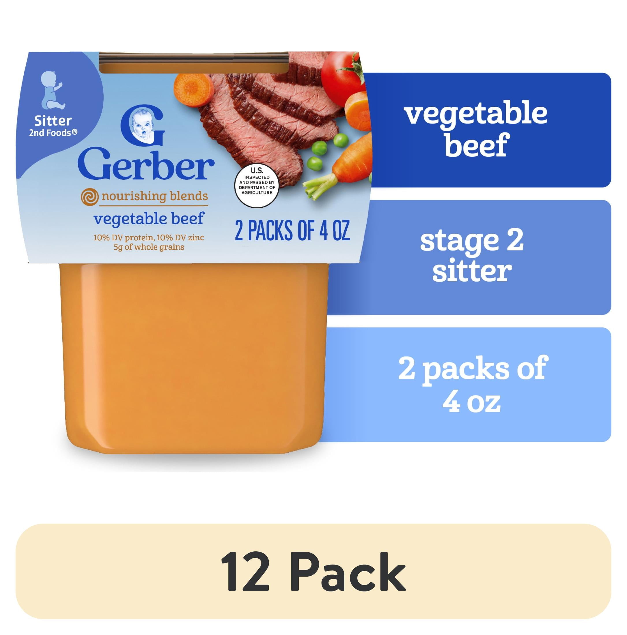 (12 pack) Gerber 2nd Foods PowerBlend Baby Food Vegetable Beef, 4 oz Tubs (2 Pack)