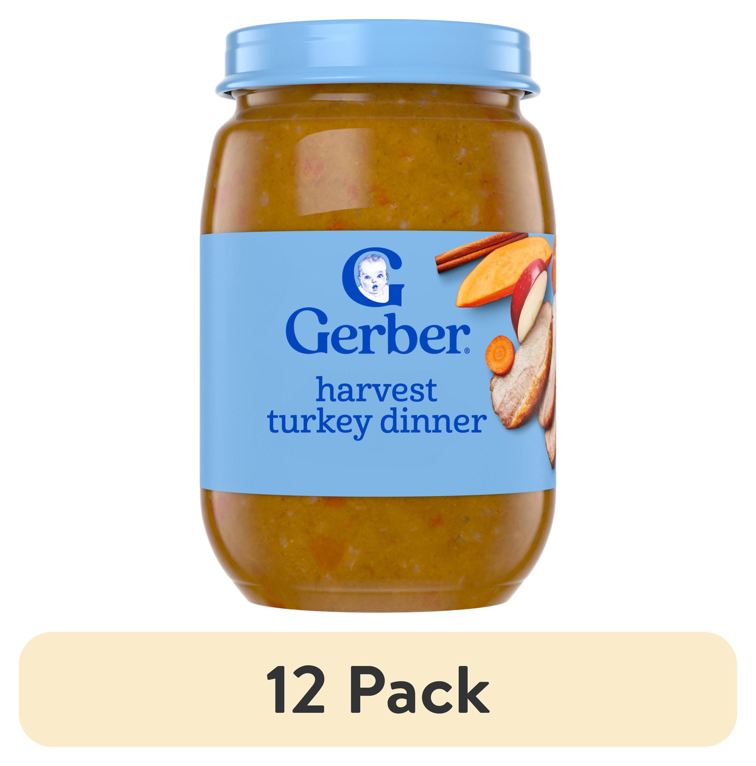 (12 pack) Gerber 3rd Foods Mealtime for Baby Baby Food, Harvest Turkey Dinner, 6 oz Jar