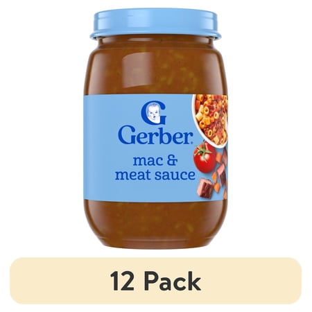 (12 pack) Gerber 3rd Foods Mealtime for Baby Baby Food, Mac & Meat Sauce, 6 oz Jar