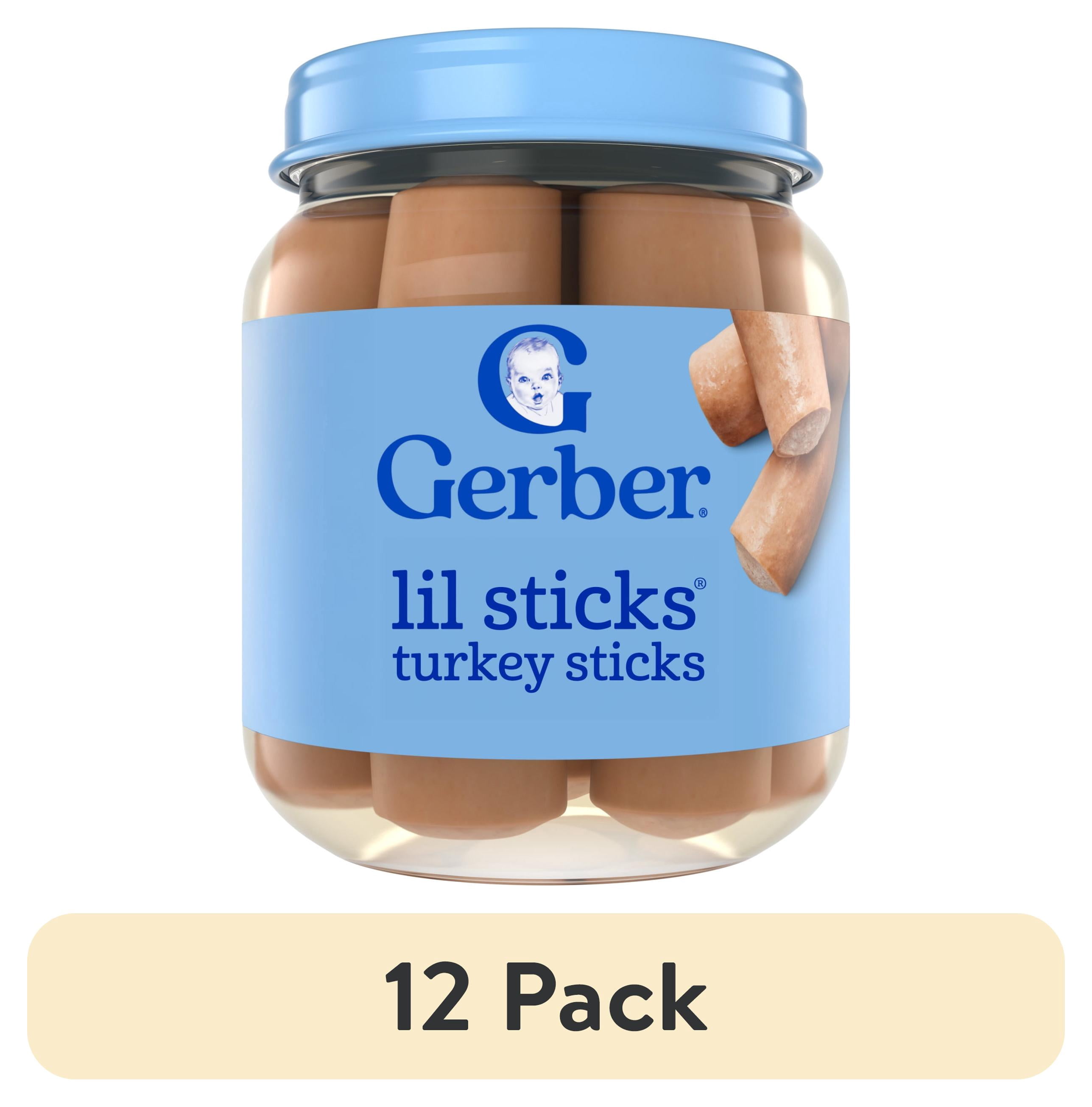 (12 pack) Gerber 3rd Foods Mealtime for Baby Lil' Sticks, Turkey, 2.5 oz, Jar