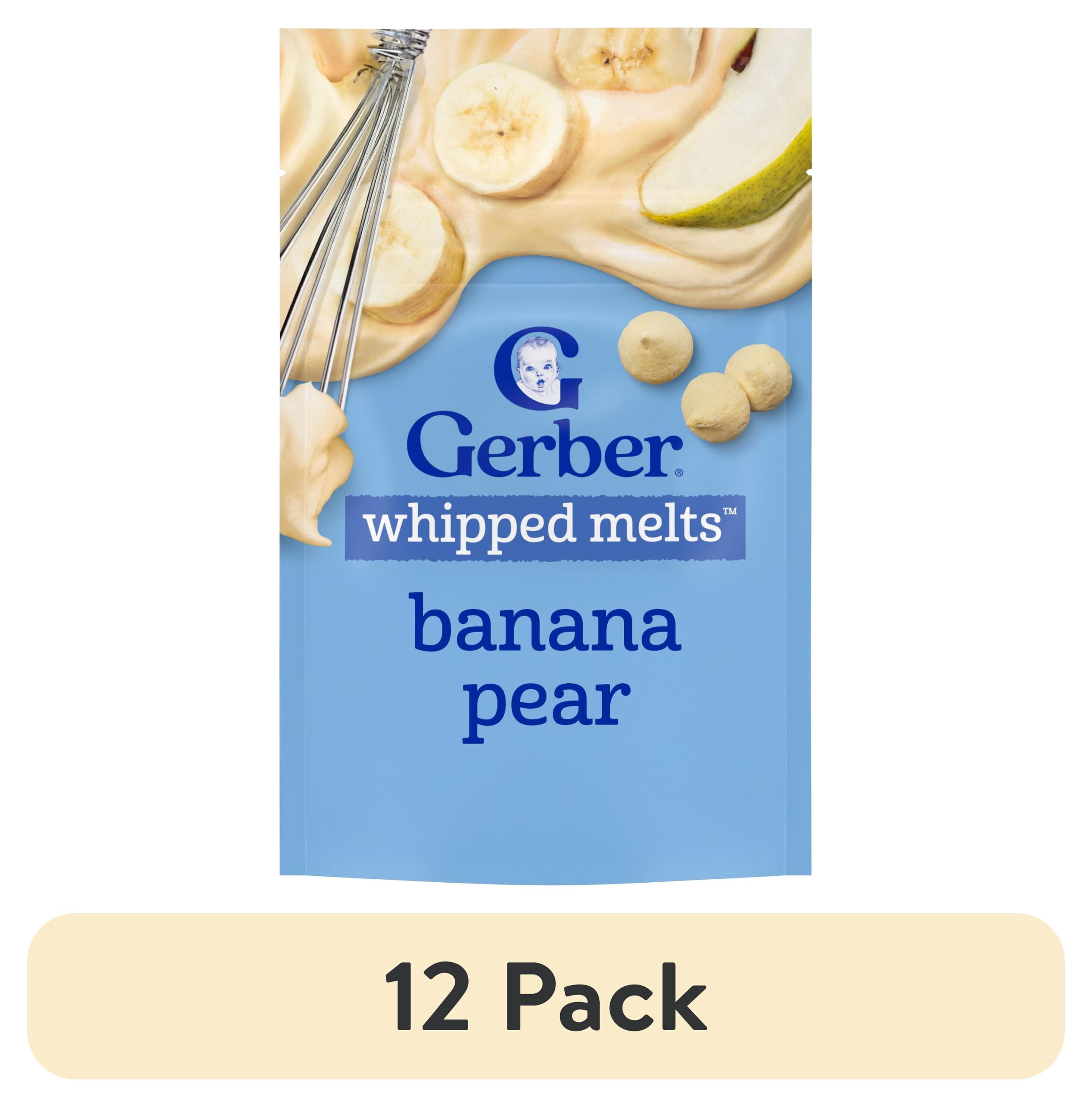 (12 pack) Gerber Natural Whipped Melts Baby Snacks Banana Pear, 0.85 oz Bag