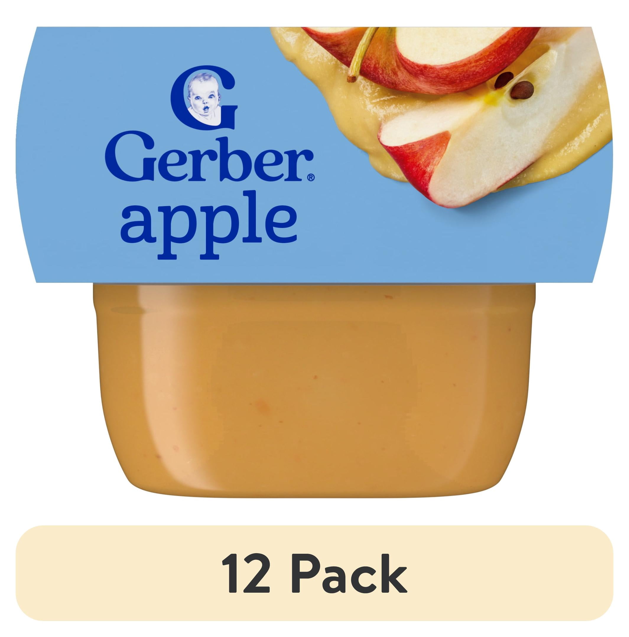 (12 pack) Gerber 1st Foods Baby Food, Apple Puree, Clean Label Project, 2 oz Tubs (2 Pack)
